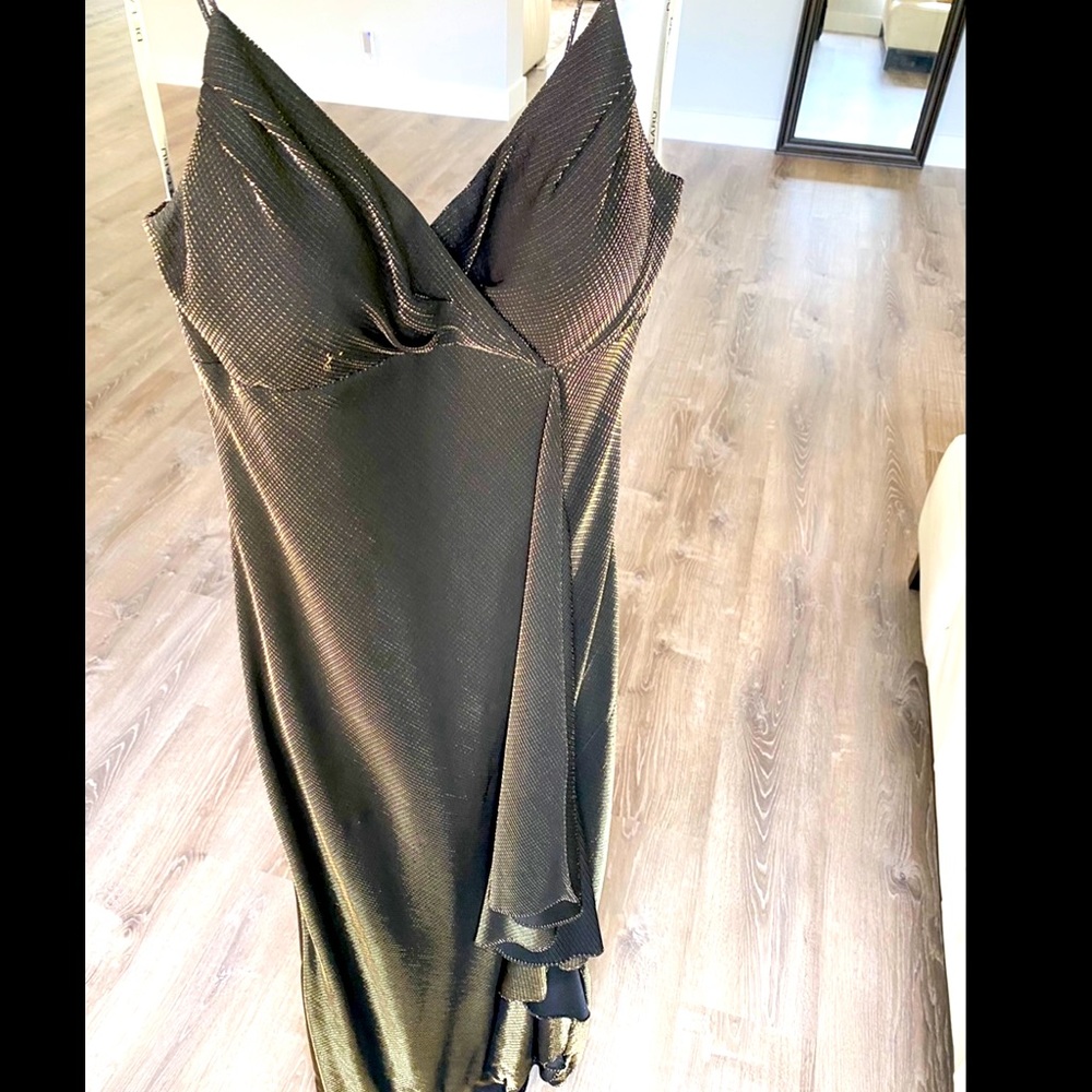 Black & Gold Metallic Maxi-Formal-Cocktail-Black Tie Dress